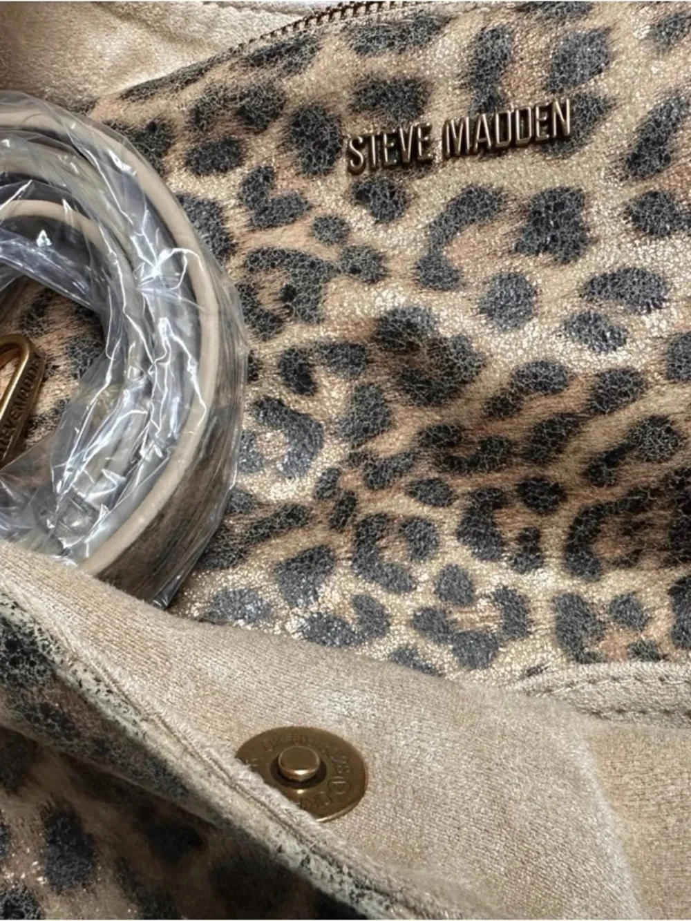 Steve Madden Dempsys Leopard Slouchy Tote Bag w/ Matching Crossbody Bag